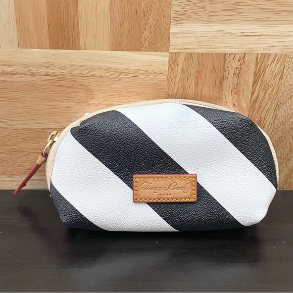 Dooney & Bourke Handbags - Dooney & Bourke Black and White Diagonal Stripe Small Cosmetic Pouch